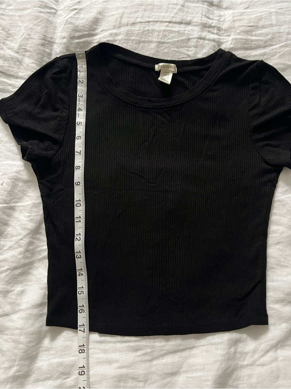 Bozzolo Black Ribbed Short Sleeve Crewneck Tee